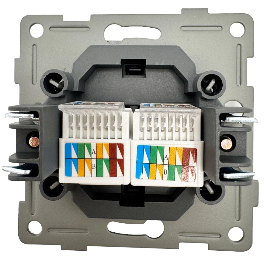 Розетка RJ45 2-я тёмн. серая Софт-тач